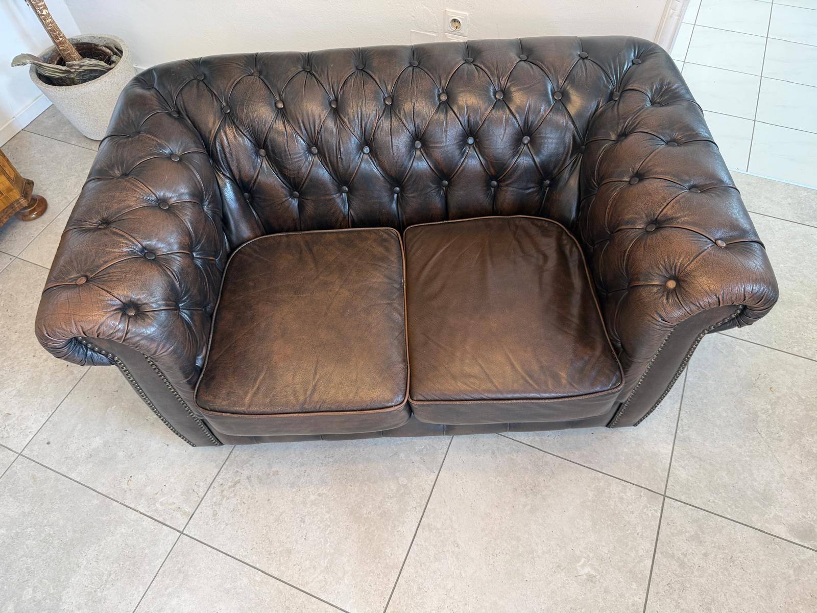Chesterfield 2er Clubsofa Couch Zigarrenbraun D2757