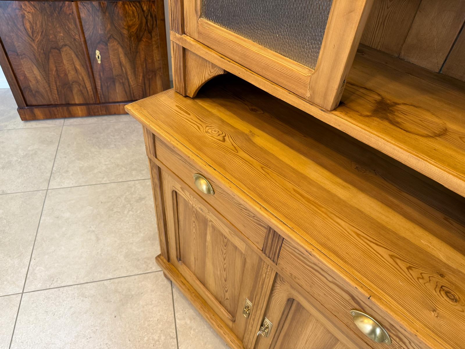 Jugendstil Küchenschrank Naturholz Fichtenholz Turmkredenz Antik Weichholz D1118