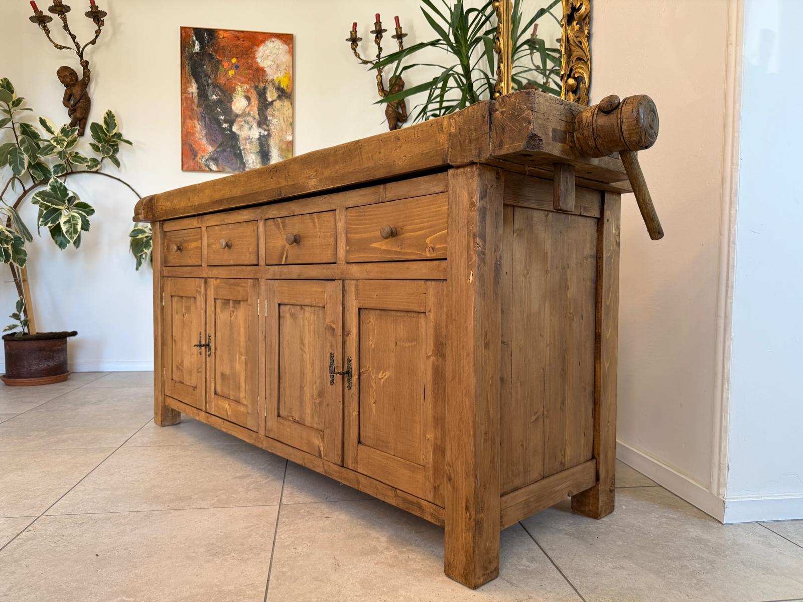 Urige Hobelbank Werkbank Pult Tresen Ladenschrank G2179-1