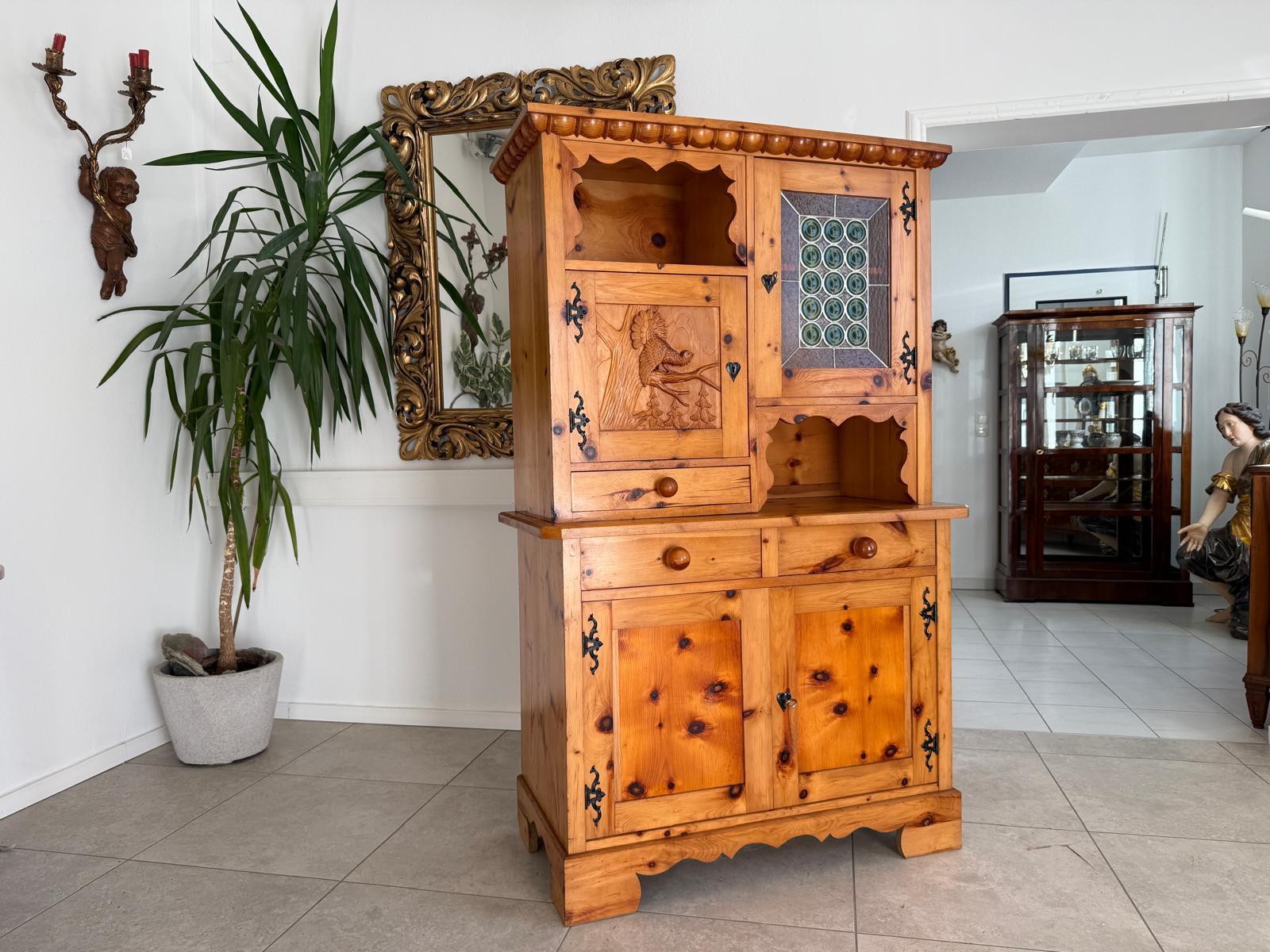 Zirbenholz Kredenz Butzenglas Küchenschrank G2176