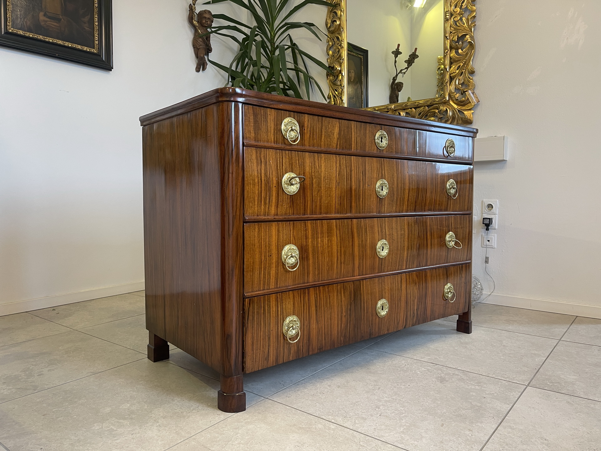 Biedermeier-Barock-57 Restaurierte Nussholzfurnierte Biedermeier Schreibkommode A4021