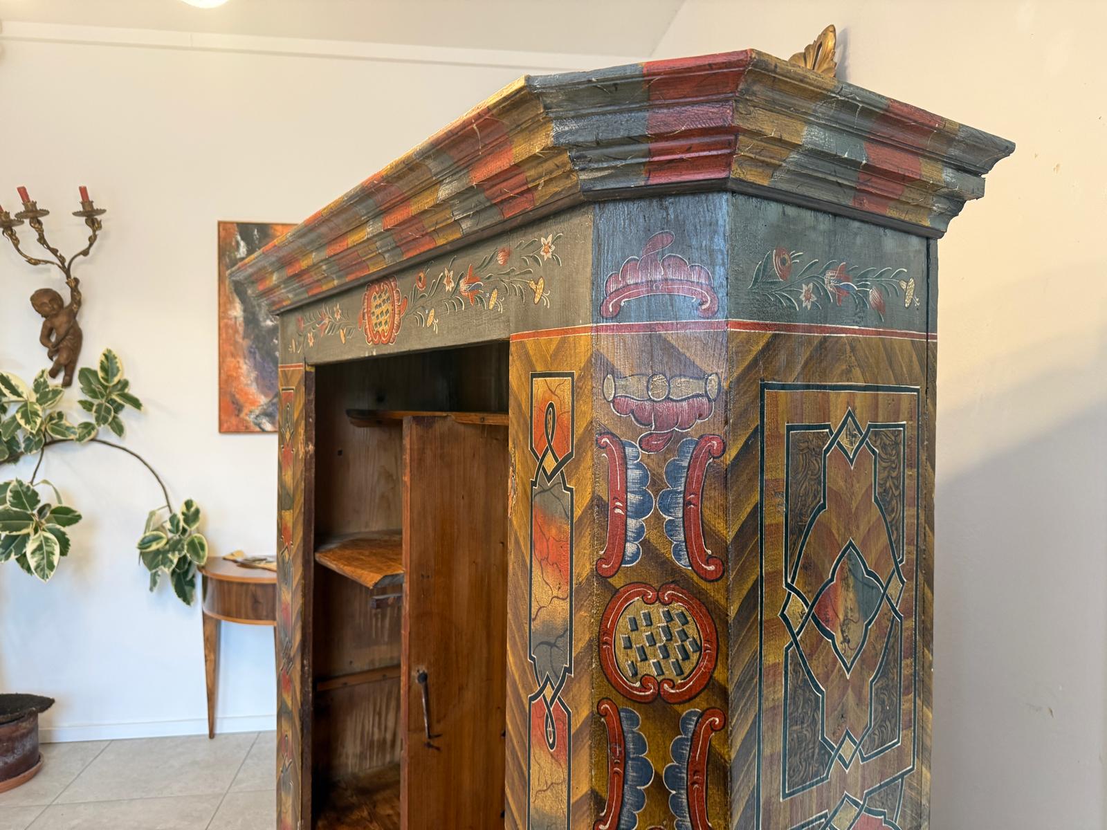 Handbemaltes Bauernregal Bücherregal Tirol Bauernkasten Reiterkasten D1071