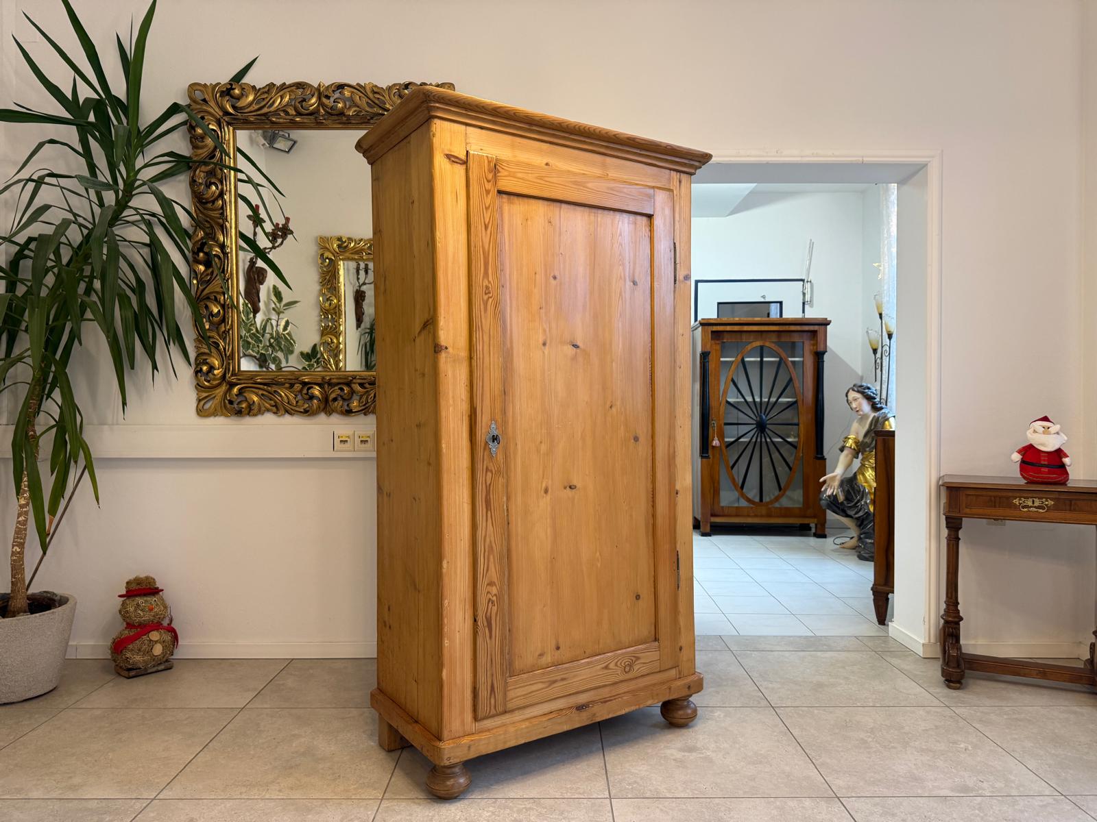 Restaurierter 1 türiger Bauernschrank Biedermeier Naturholzschrank G2255