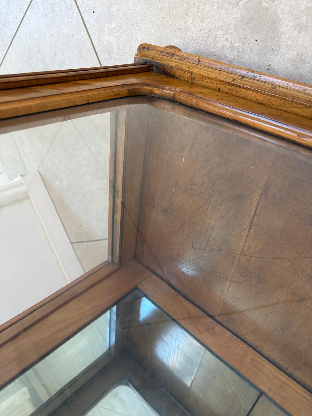 Spätbiedermeier Vitrine Bücherschrank Nussholz Original D2326