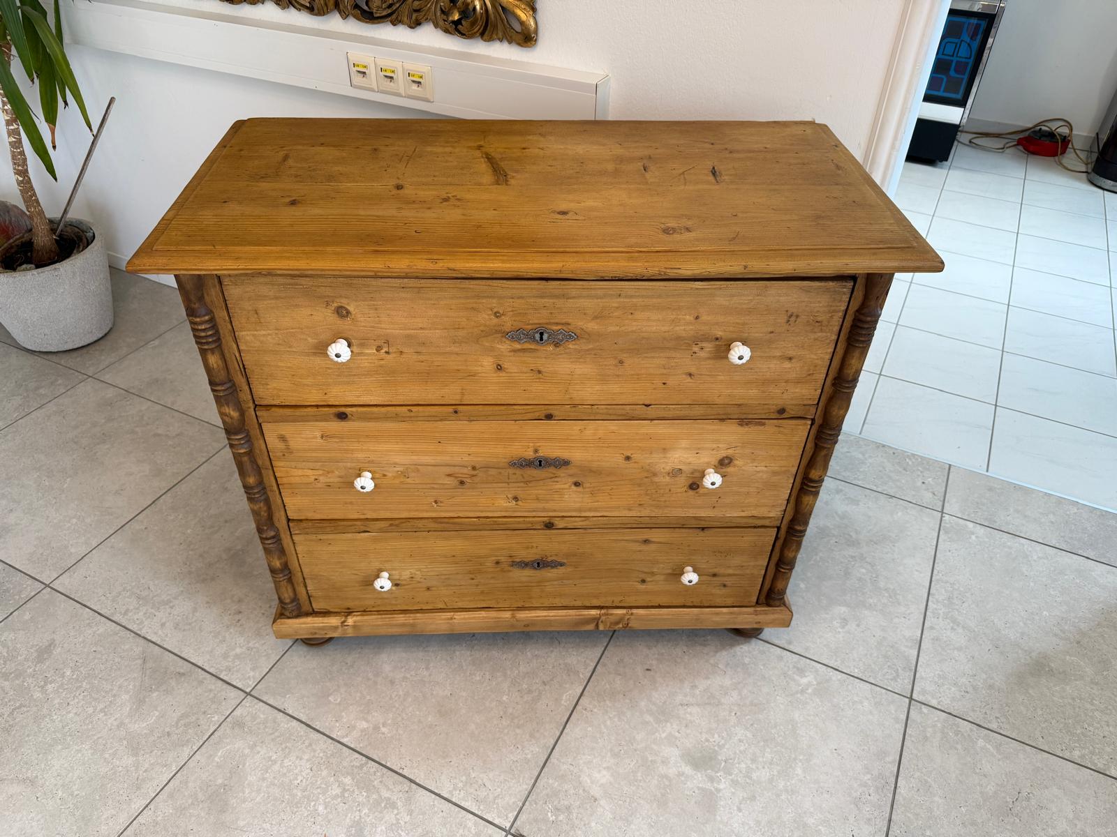 Biedermeier Kommode 3 Ladenkommode Antik Original D2380