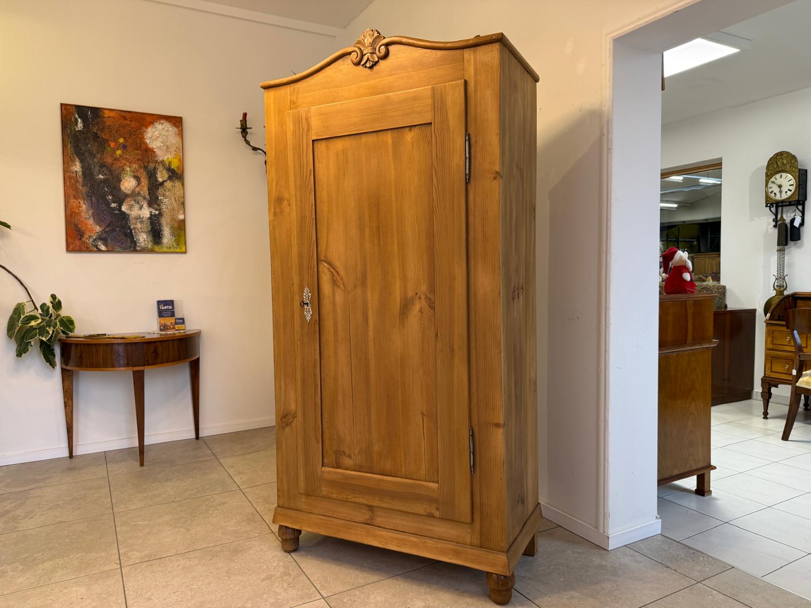 Restaurierter 1 türiger Bauernschrank Biedermeier Naturholzschrank G2261