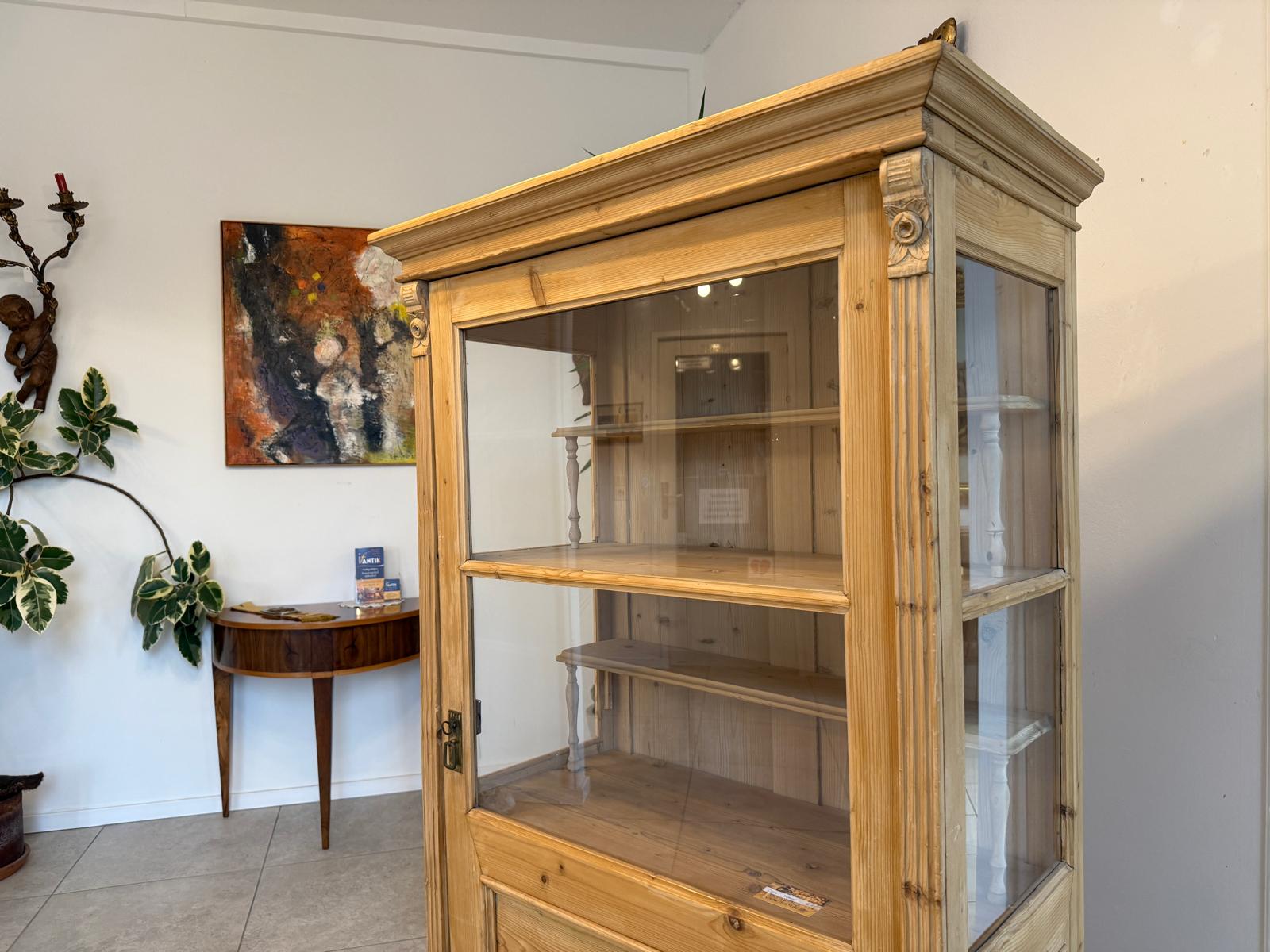 Bäuerliche Gründerzeit Vitrine Bauernvitrine Bauernschrank Naturholz G2215