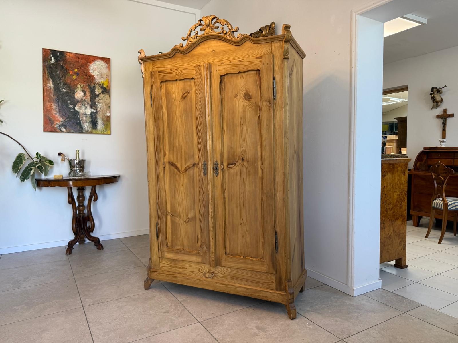 Bauernschrank Kleiderschrank Naturholz Landhausschrank Antik Weichholz G1791