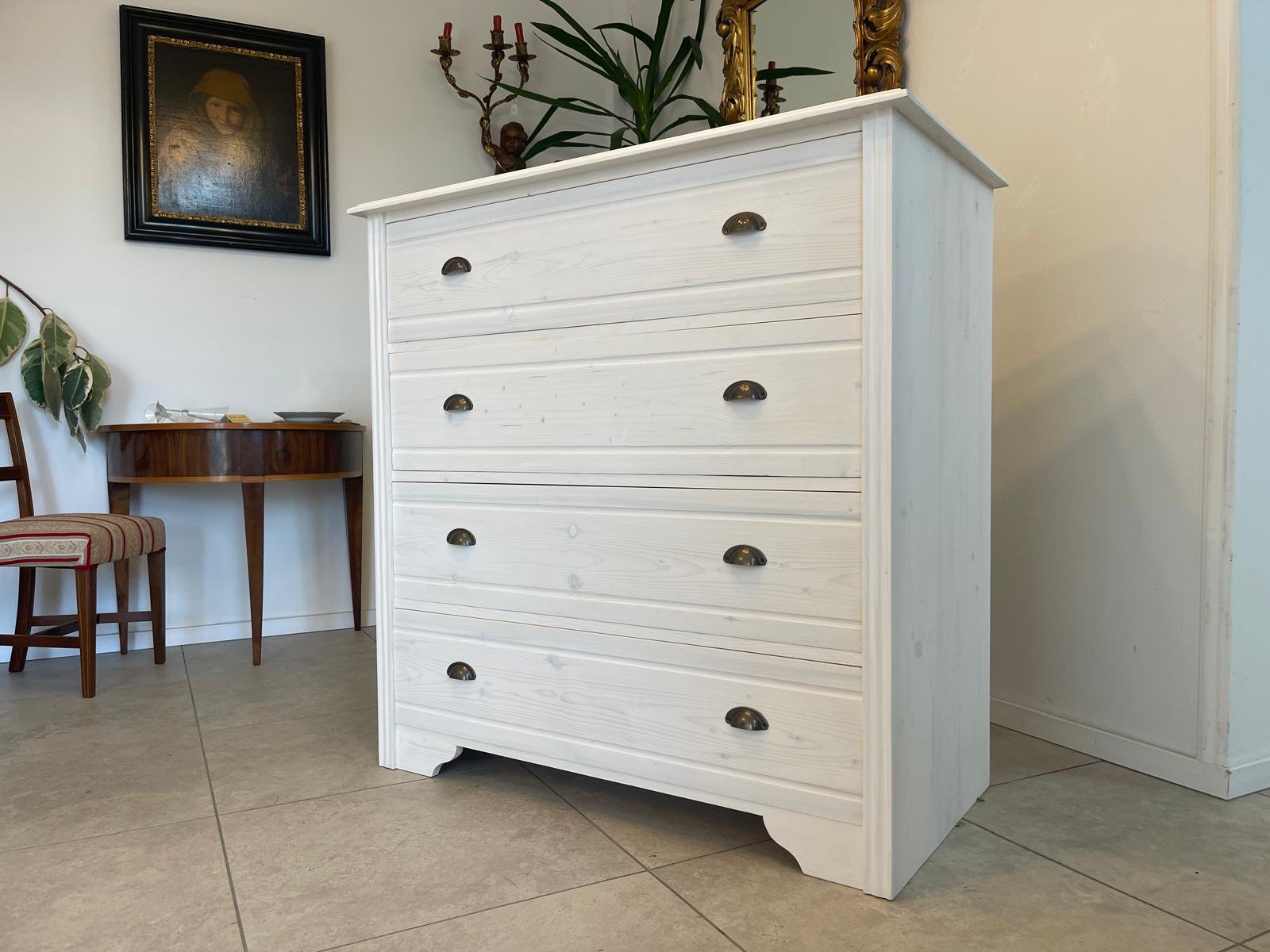 Bäuerliche Anrichte Sideboard Kommode Naturholz Fichtenholz Weiss G1071