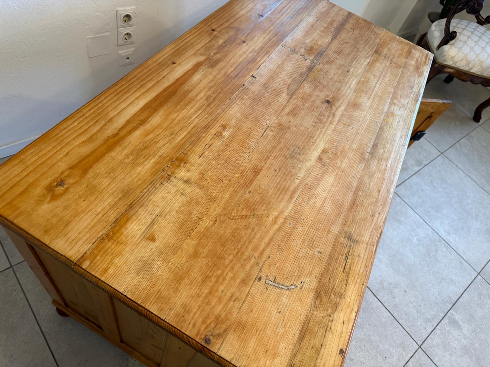 Bäuerlicher Jugendstil Schreibtisch Sekretär Naturholz Antik Alt Weichholz D1208