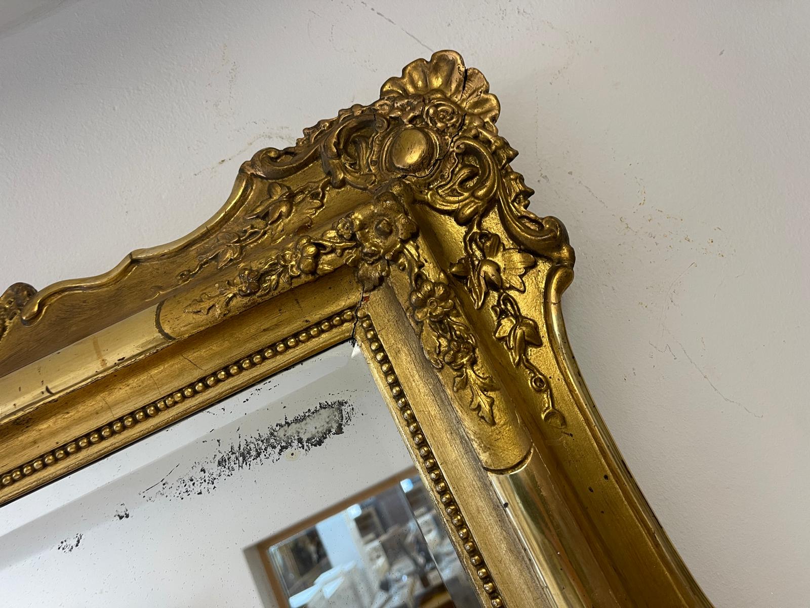 Originaler vergoldeter Biedermeier Spiegel Holzspiegel Rosenspiegel G1215