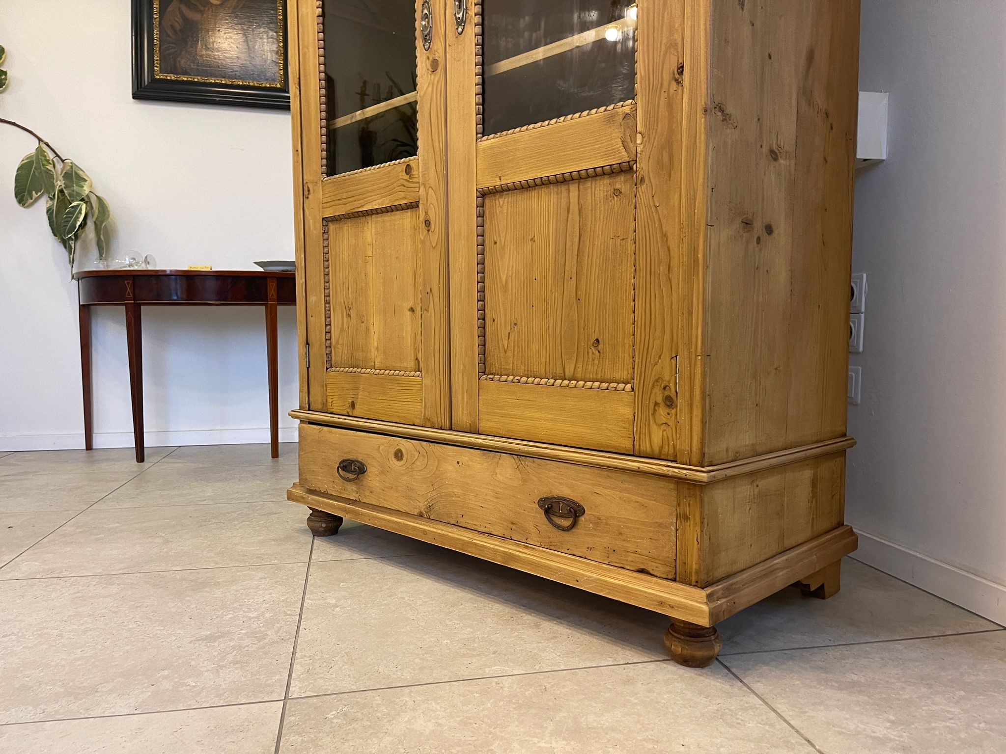 Bäuerliche Vitrine Bauernvitrine Bauernschrank Naturholz Bücherschrank Bauernmöbel A5130