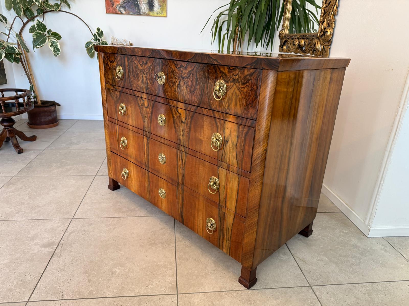 Biedermeier Kommode Nussholz Furniert Restauriert Antiquität um 1820 D2925