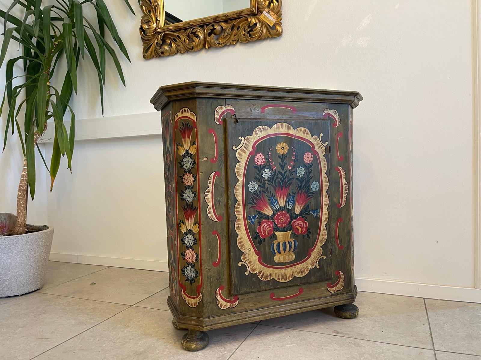 Bäuerliche Anrichte Sideboard Kasterl Bemalt Fichtenholz G1266