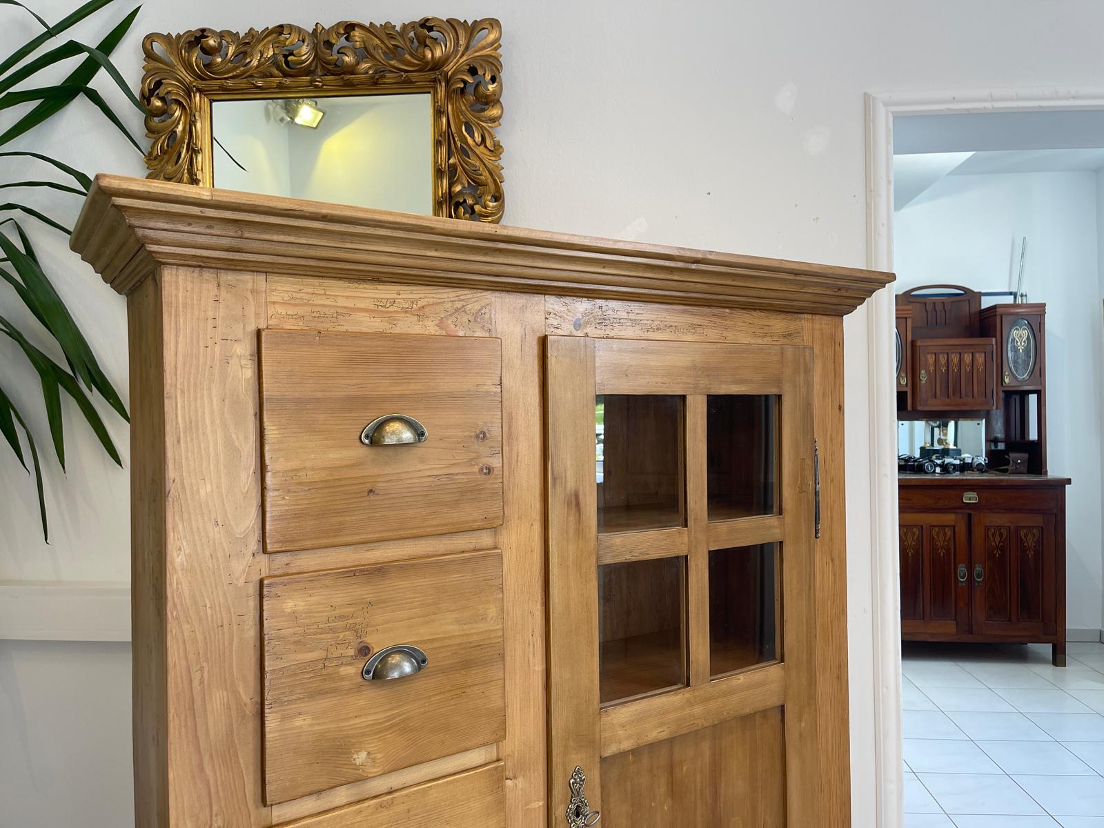 Antiker Biedermeier Brotschrank Almerschrank Vorratskasten Vitrine Bauernvitrine G1652
