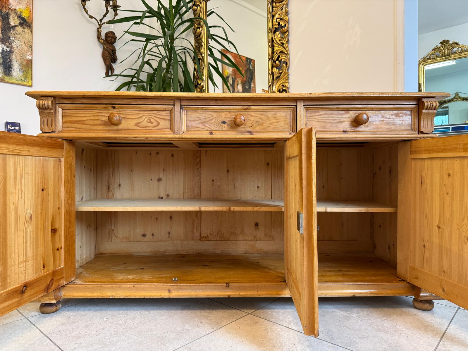 Bäuerliche Gründerzeit Anrichte Antik Kommode Naturholz Antik & Alt D1067