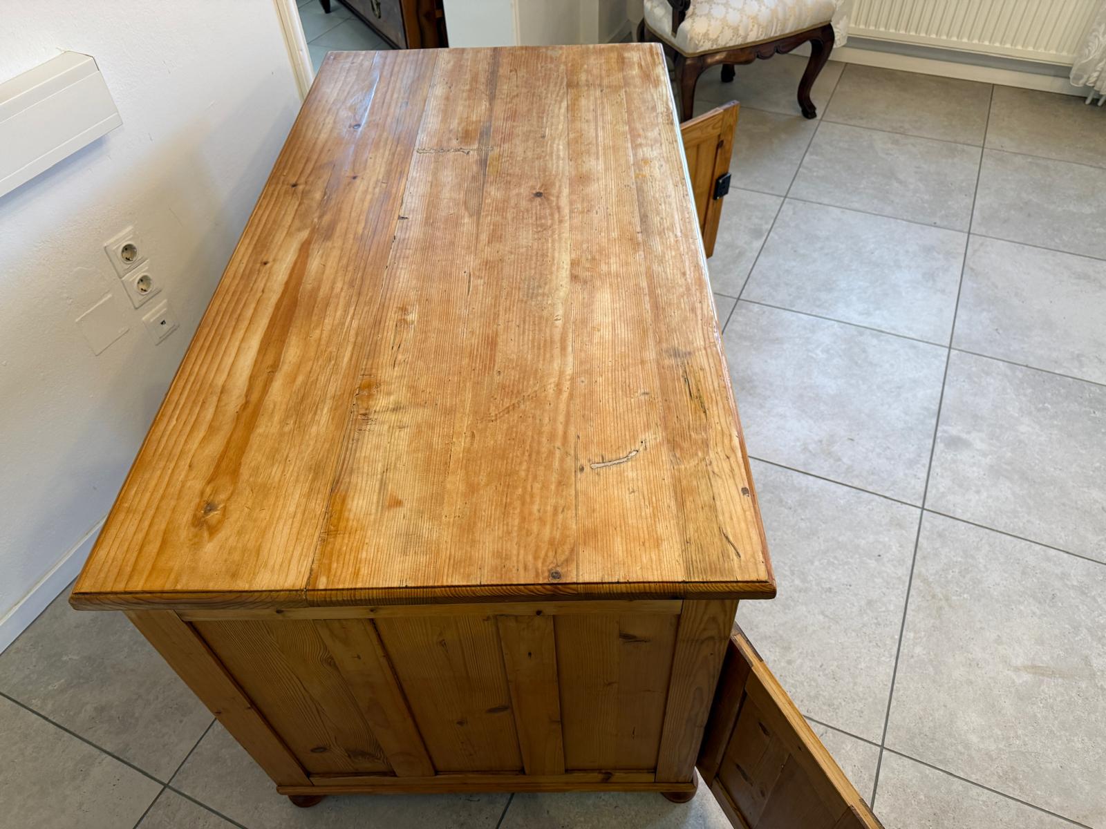 Bäuerlicher Jugendstil Schreibtisch Sekretär Naturholz Antik Alt Weichholz D1208