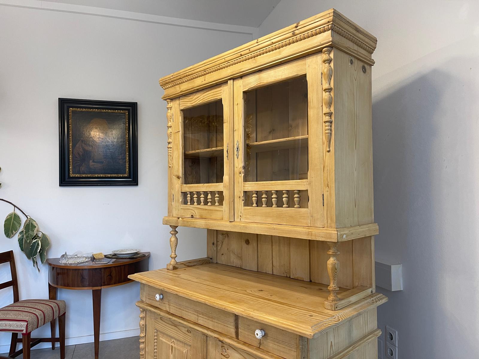 Restaurierte Gründerzeit Küchenschrank Vitrinenschrank Bauernschrank Bauernmöbel G1047