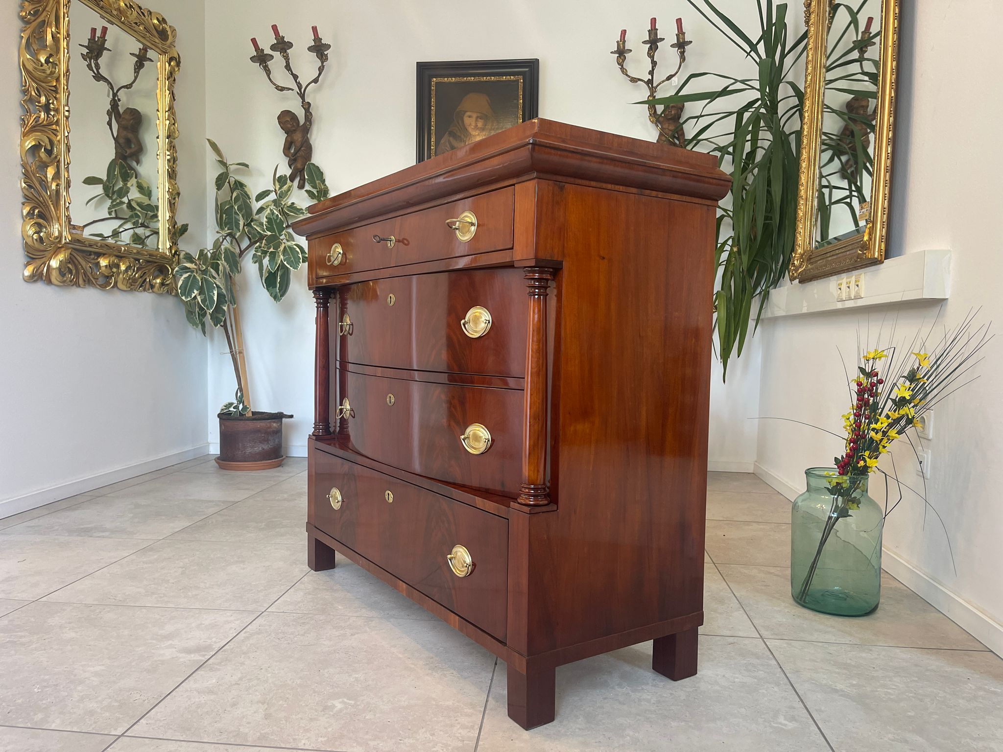 86fe8cec-46fe-4592-b5a0-43eb4a74a1f2 Sale Restaurierte Biedermeier Kommode Säulen A4629