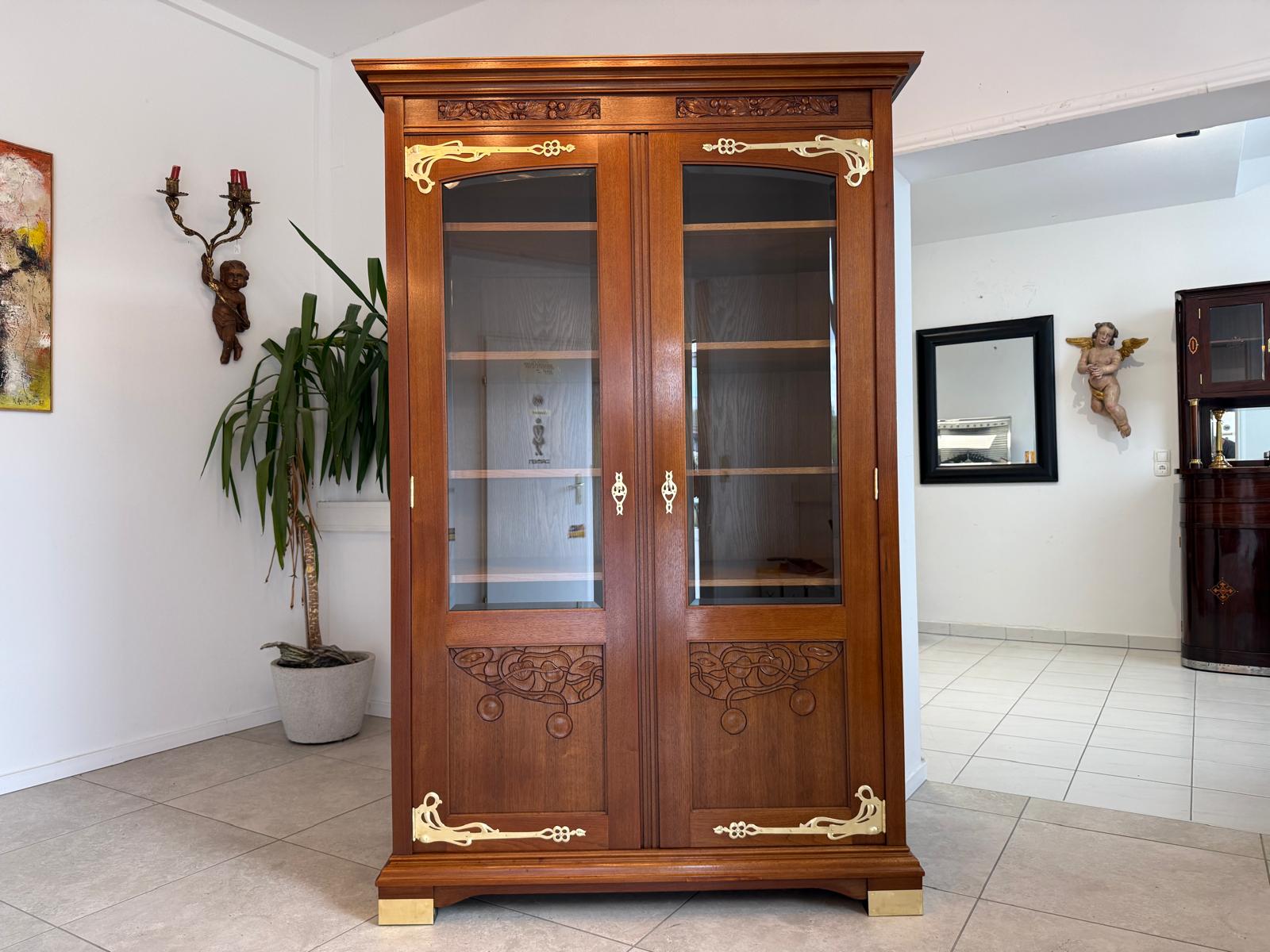 Jugendstil Vitrine Glasschrank Bücherschrank Bibliothekschrank Antiquität D2866