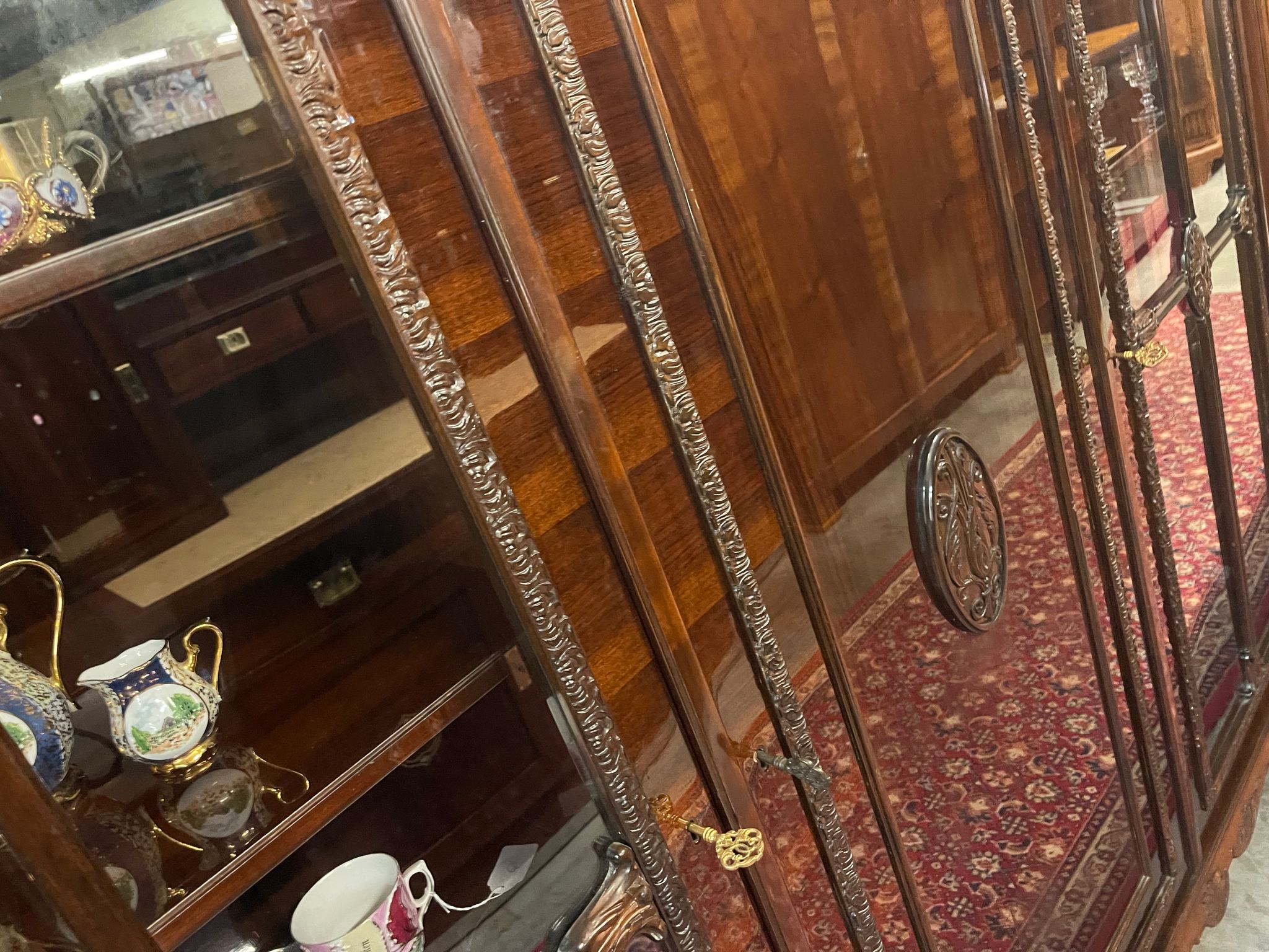Bücherschrank Barock Barockstil Vitrine Glasschrank Wohnzimmerschrank A5150