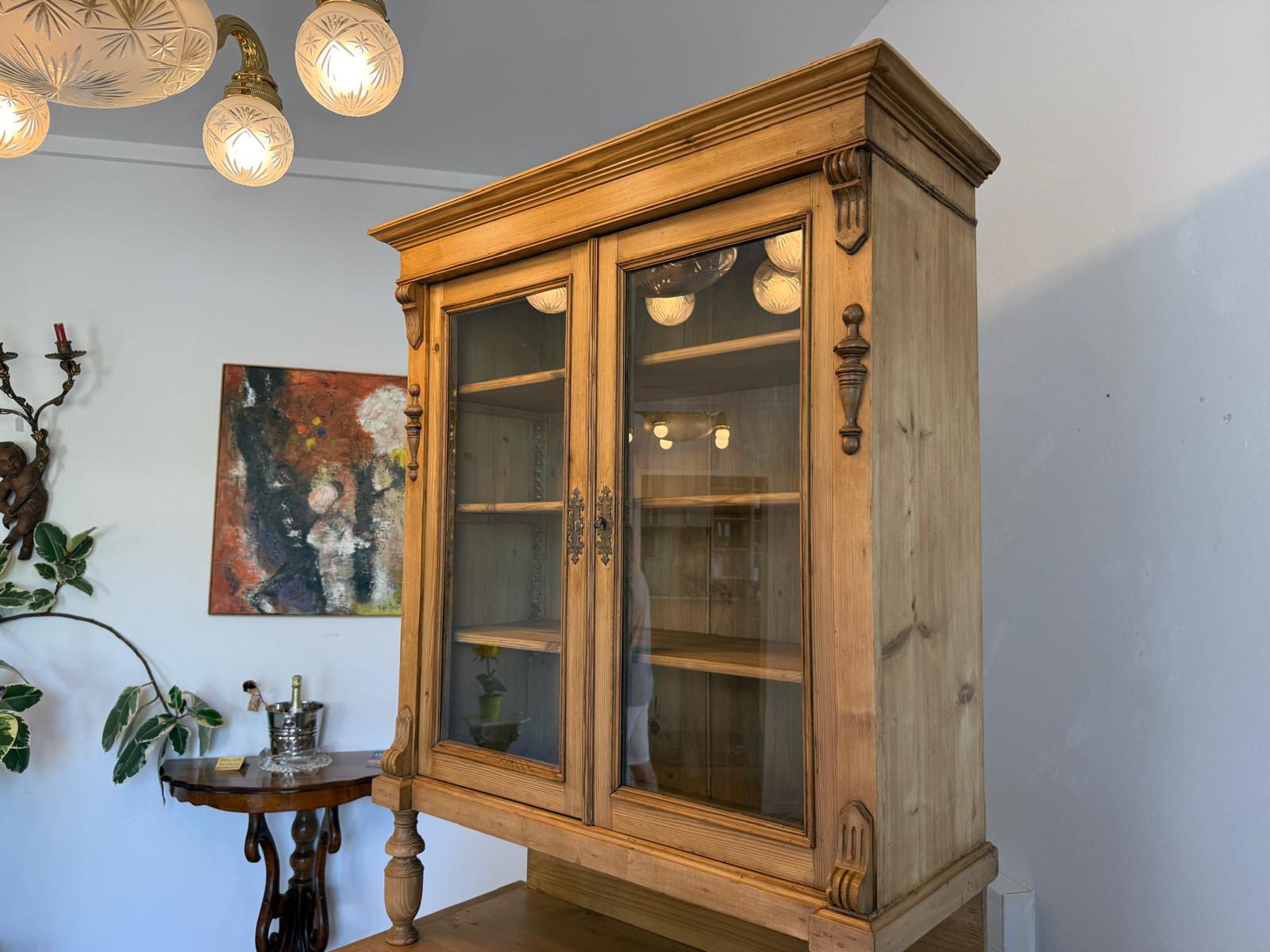 ORIGINALE Gründerzeit Küchenkredenz Antike Bauernmöbel Vitrinenschrank G1783