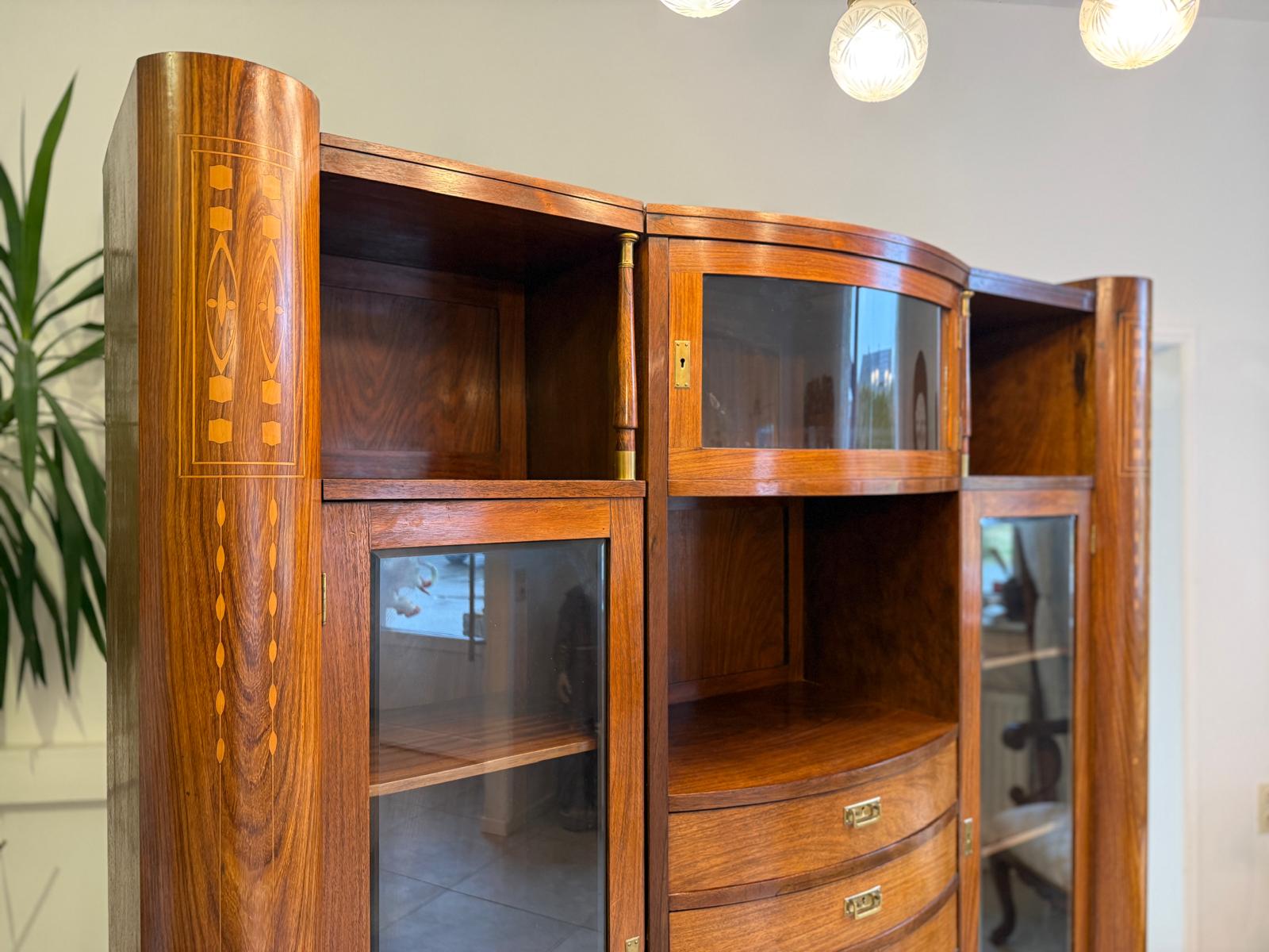 Jugendstil Bücherschrank Kasten Antik Vitrinenschrank D2277