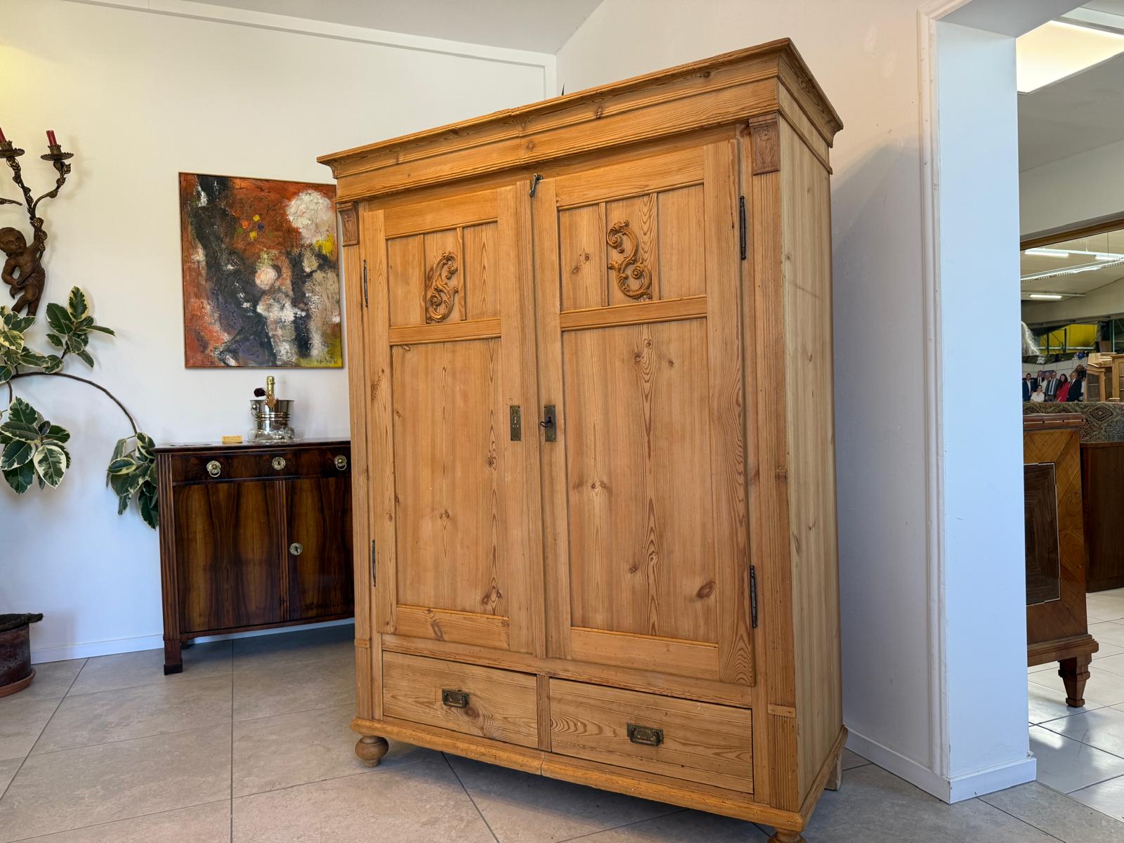 Original Biedermeier Bauernschrank Naturholzschrank Weichholz G2091