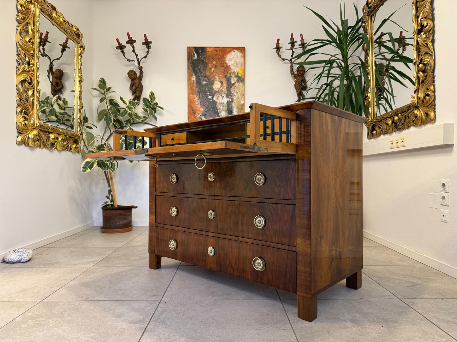 SALE Restaurierte Biedermeier Schreibkommode Nussholz Antiquität Antikmöbel G2388