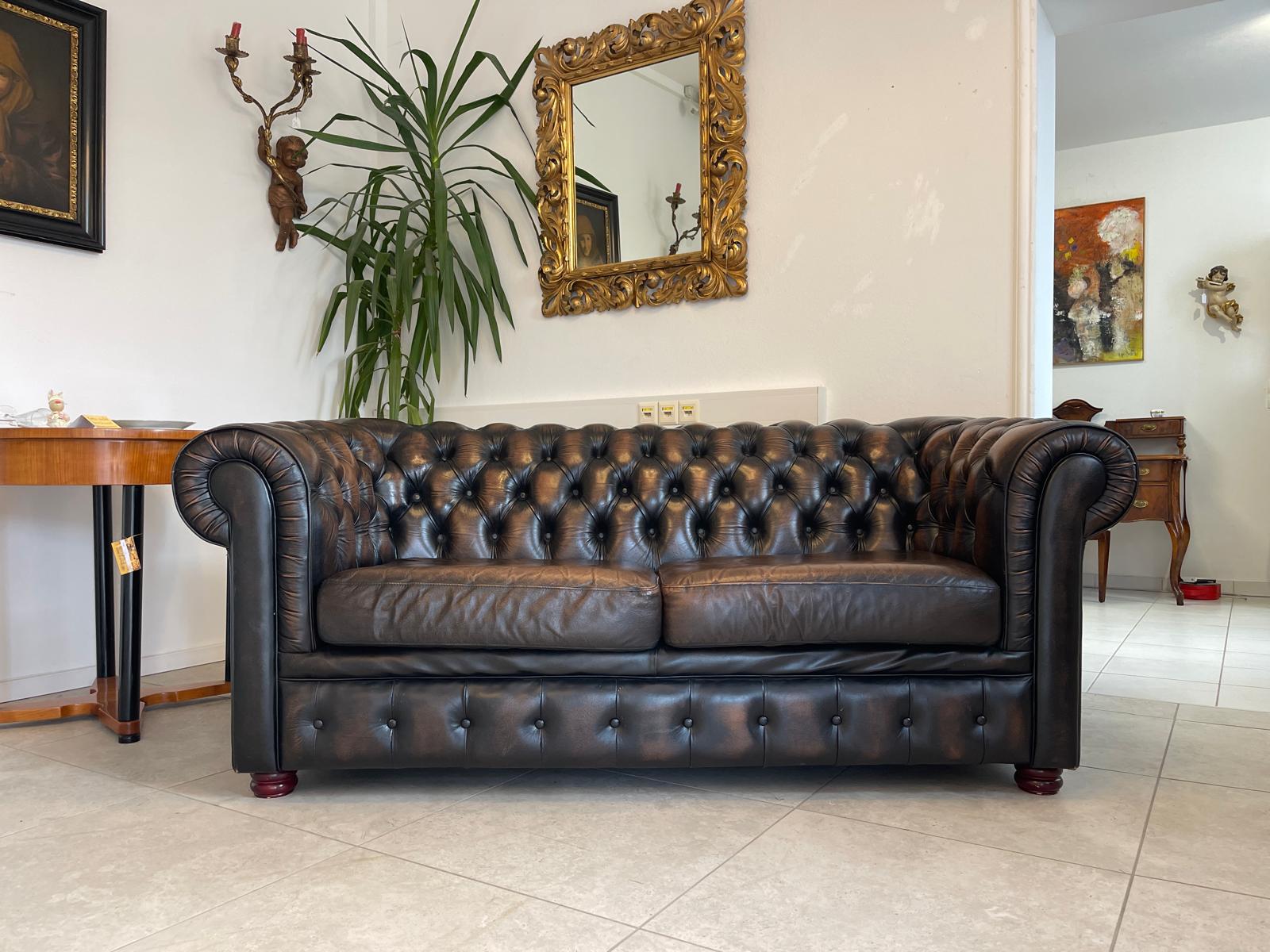 Chesterfield 3er Clubsofa Diwan Couch Zigarrenbraun G1333 Kopie