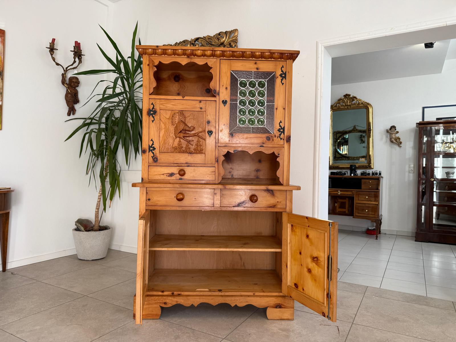 Zirbenholz Kredenz Butzenglas Küchenschrank G2176