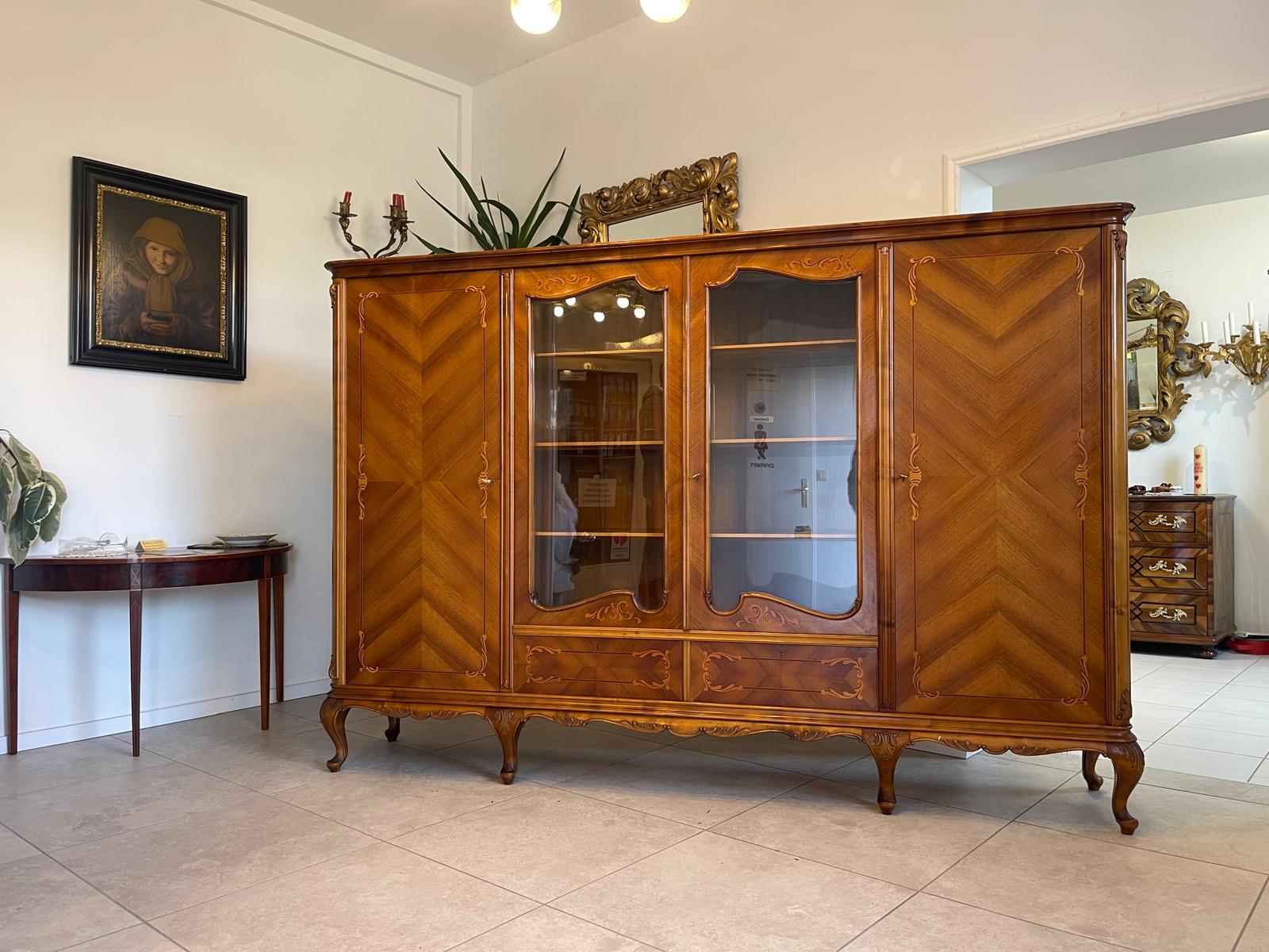Bücherschrank Barock Barockstil Vitrine Glasschrank Wohnzimmerschrank A5151