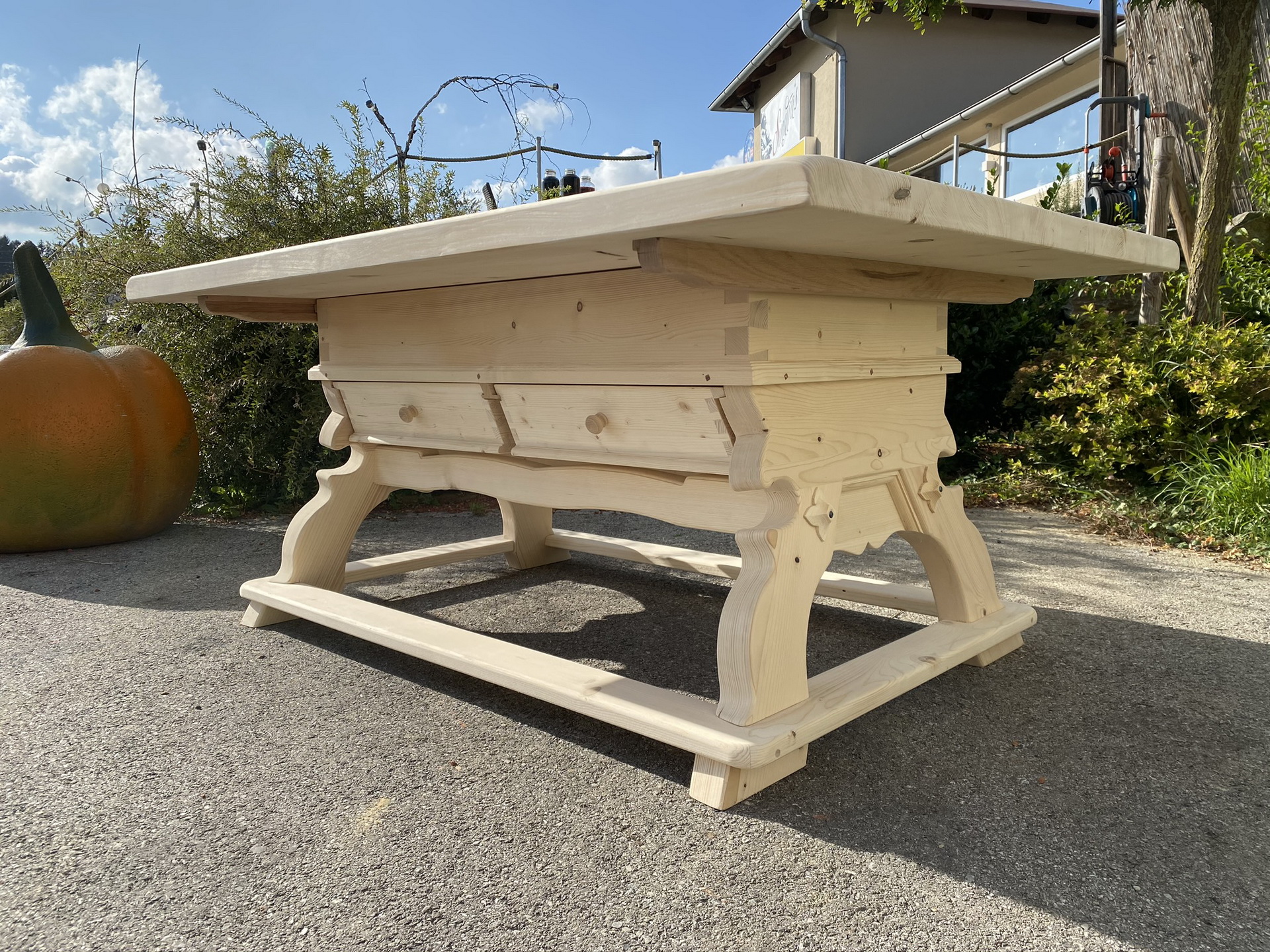 jogltisch-Bauerntisch-TIsch_146 Massiver Jogltisch Bauerntisch aus Fichte, original Jogltisch, Naturholz, Modell A2199