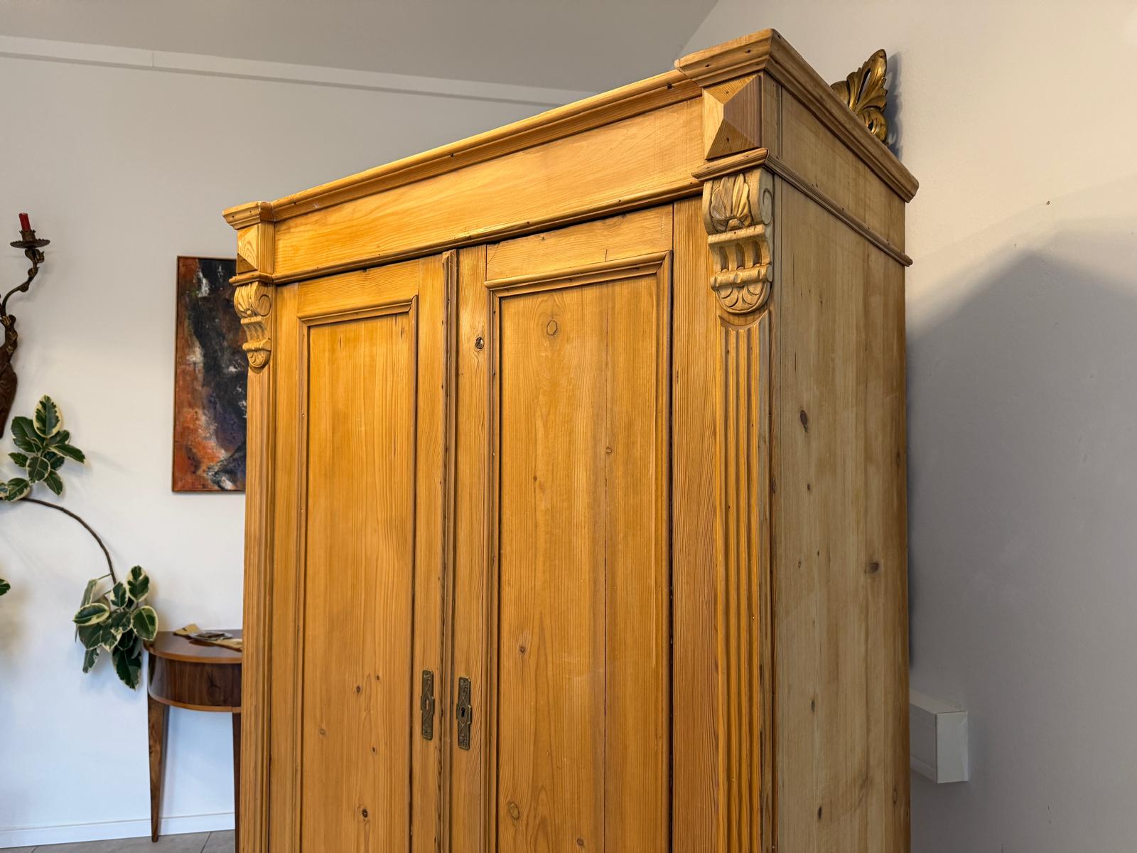 Biedermeier Bauernschrank Naturholzschrank Weichholz D1036