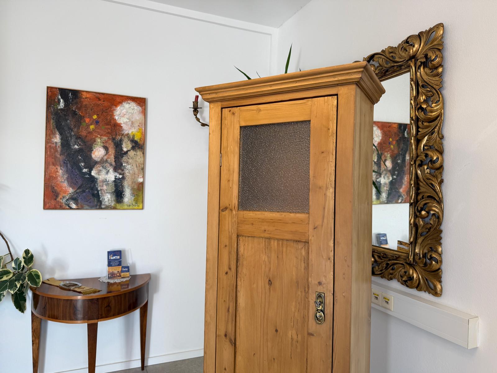 Bäuerlicher 1 türiger Bauernschrank Jugendstil Naturholzschrank Antik G2199