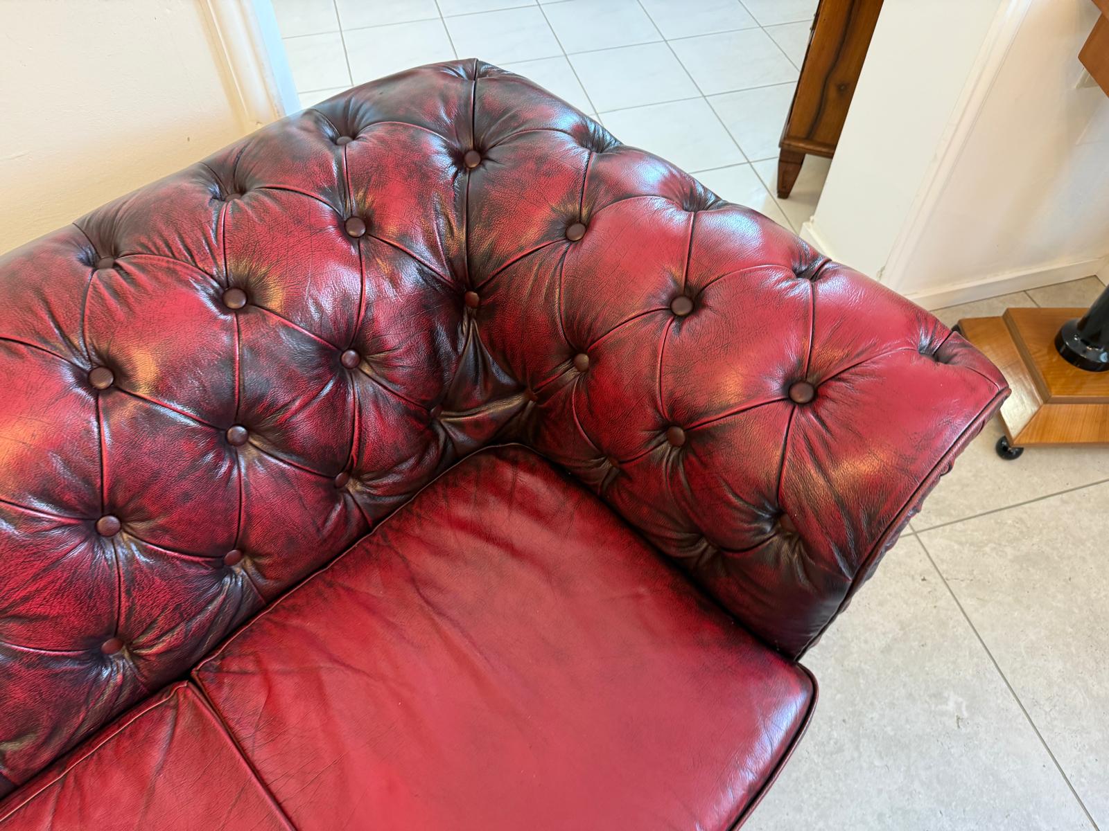 Chesterfield Ensemble 3 teilig Ledersofa Fauteuils Clubmöbel Cultmöbel G2127
