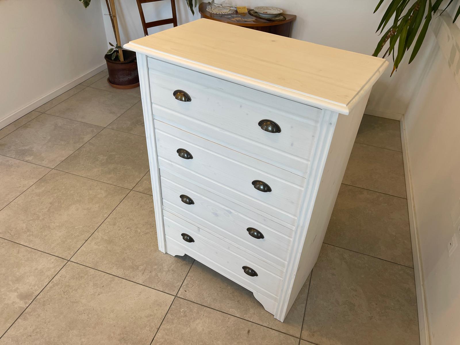 Bäuerliche Anrichte Sideboard Kommode Naturholz Fichtenholz Weiss G1074