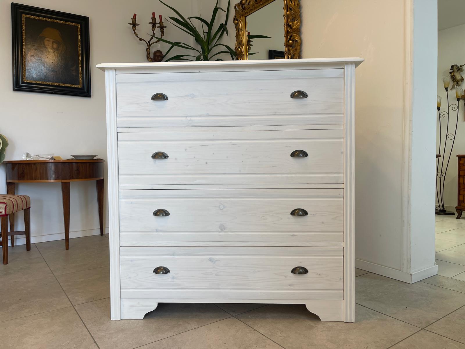 Bäuerliche Anrichte Sideboard Kommode Naturholz Fichtenholz Weiss G1071