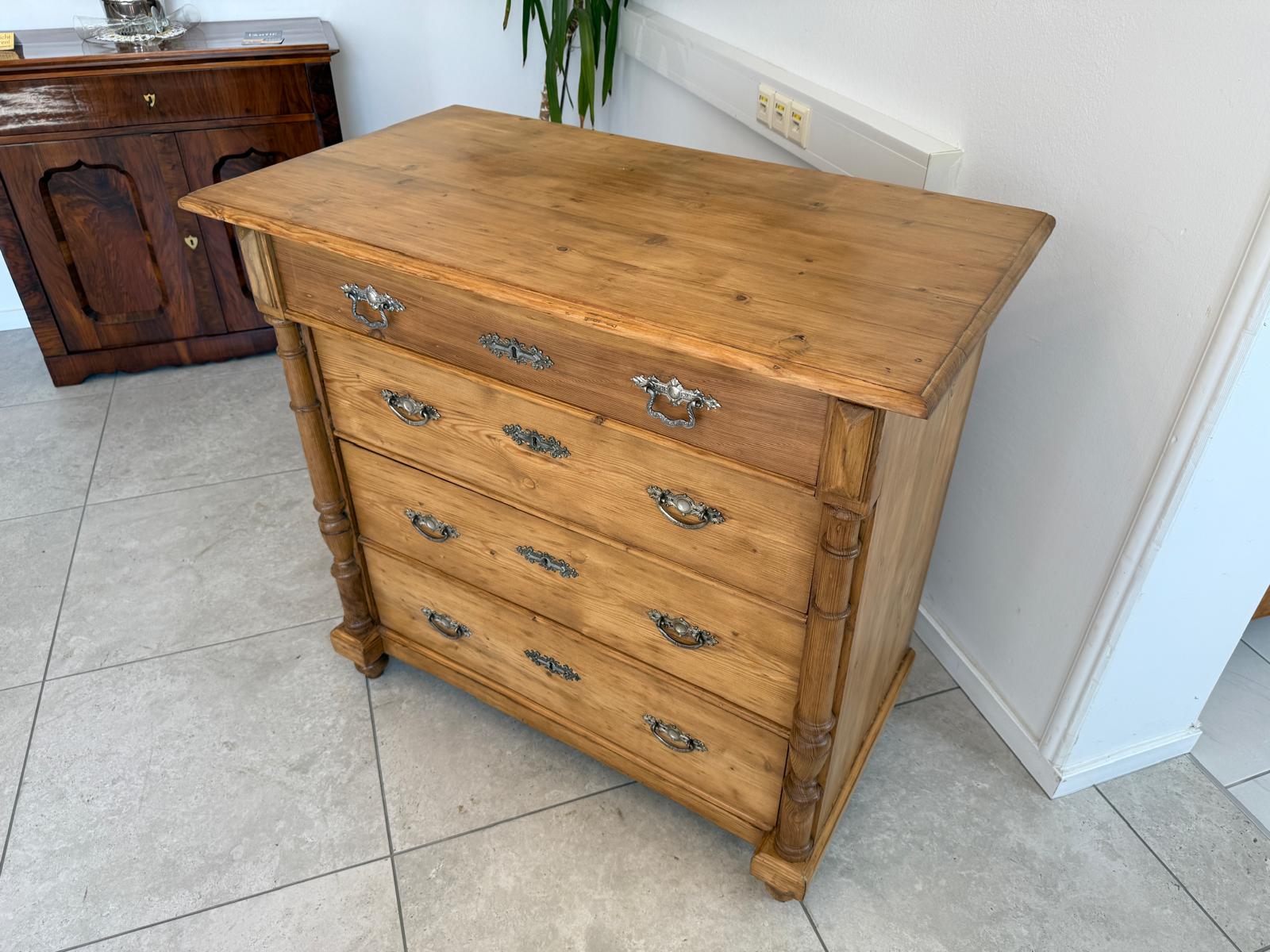 Restaurierte Gründerzeit Kommode 4 Laden Fichtenholz Bauernmöbel G1843