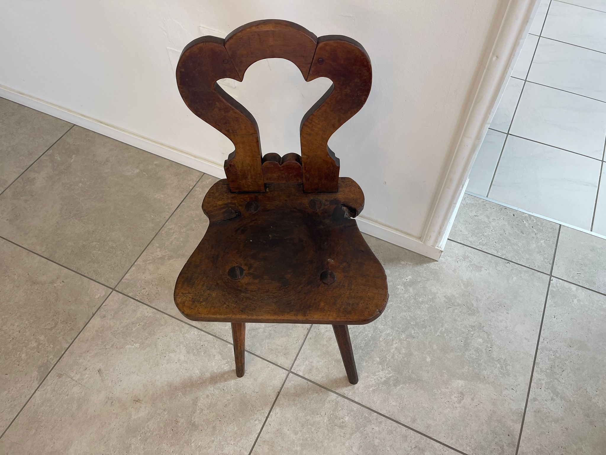 Alter antiker Biedermeier Bauernsessel Sessel Brettstuhl G1623