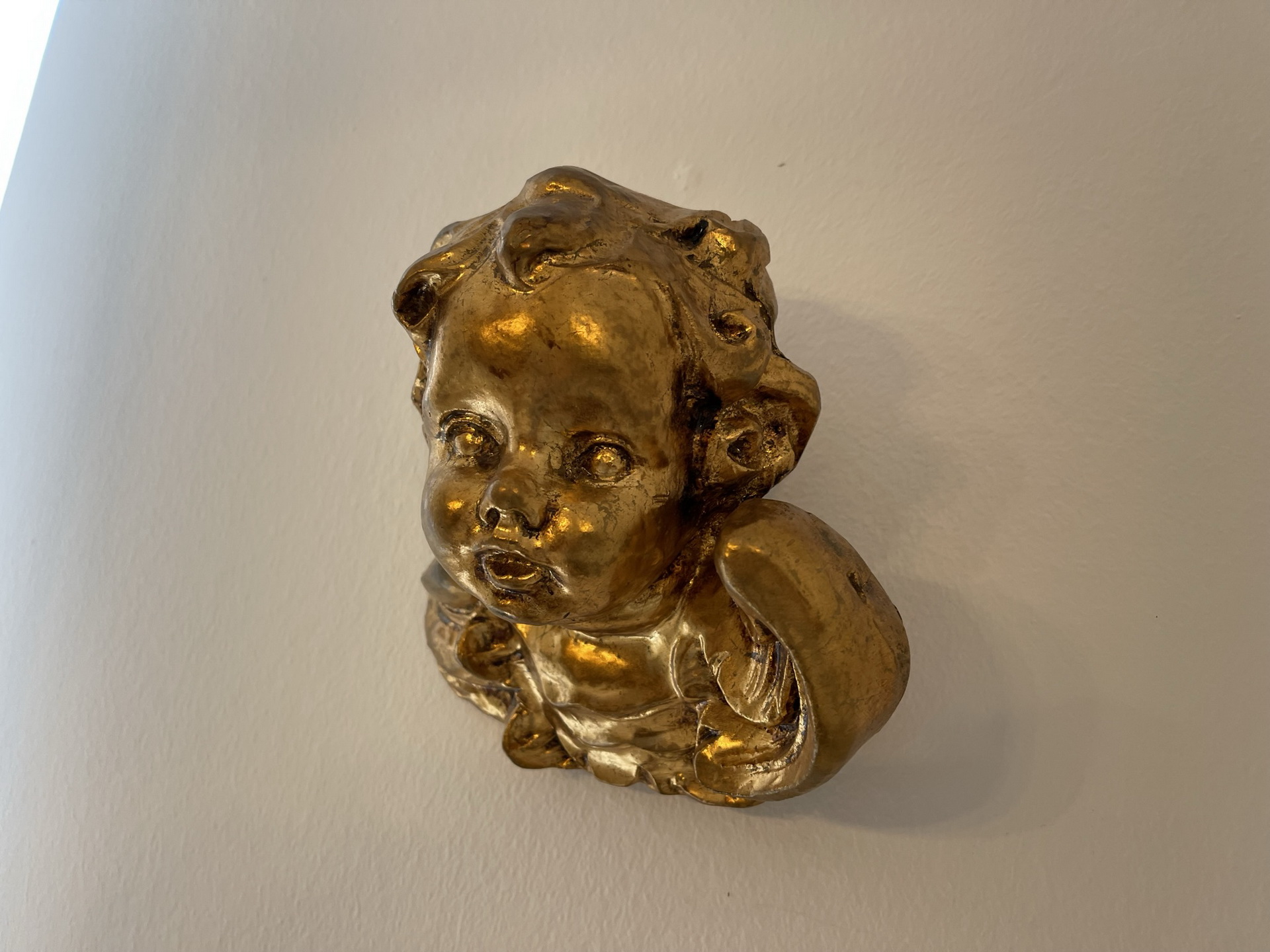Engelskopf Holzengel golden  Holzgeschnitzt B1067