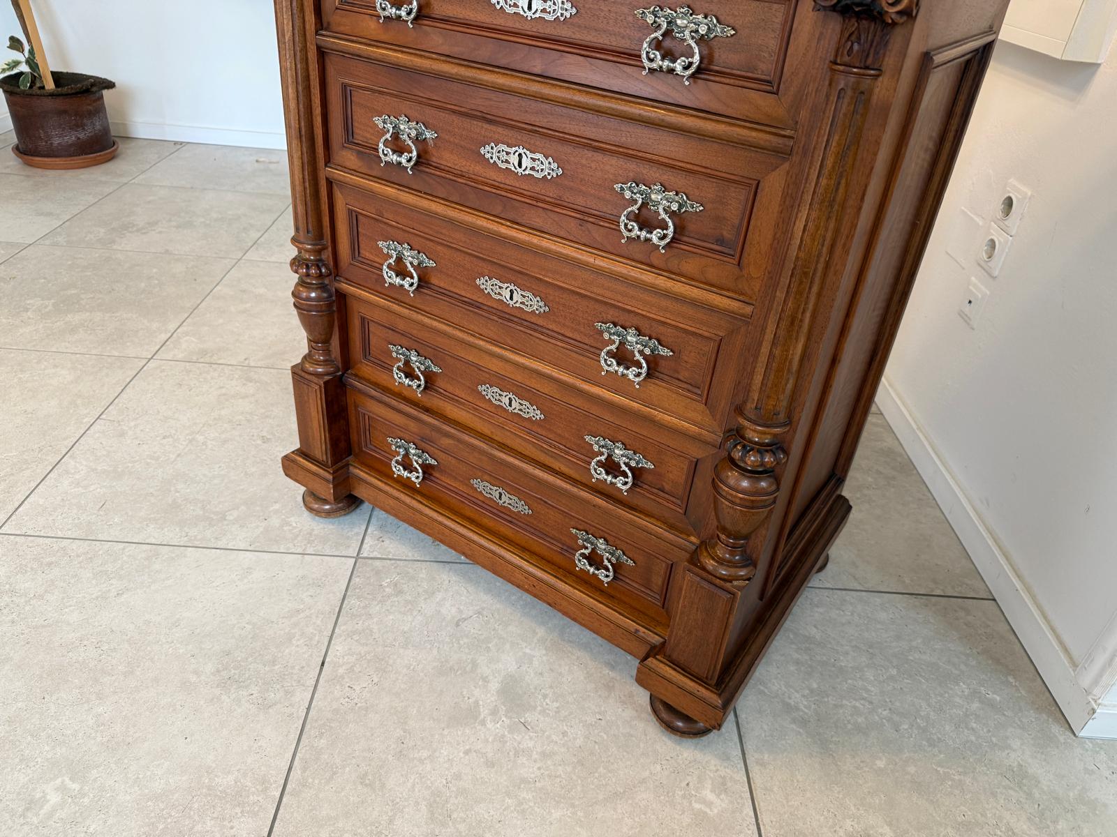Gründerzeit Wochenkommode Nussholz Ladenschrank Säulenkommode G1729