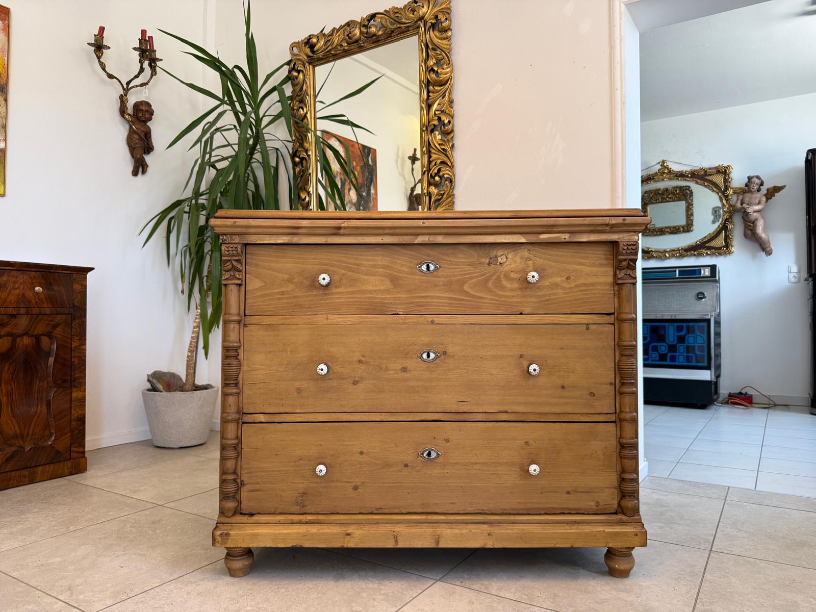 Biedermeier Kommode 3 Ladenkommode Antik Restauriert D2486