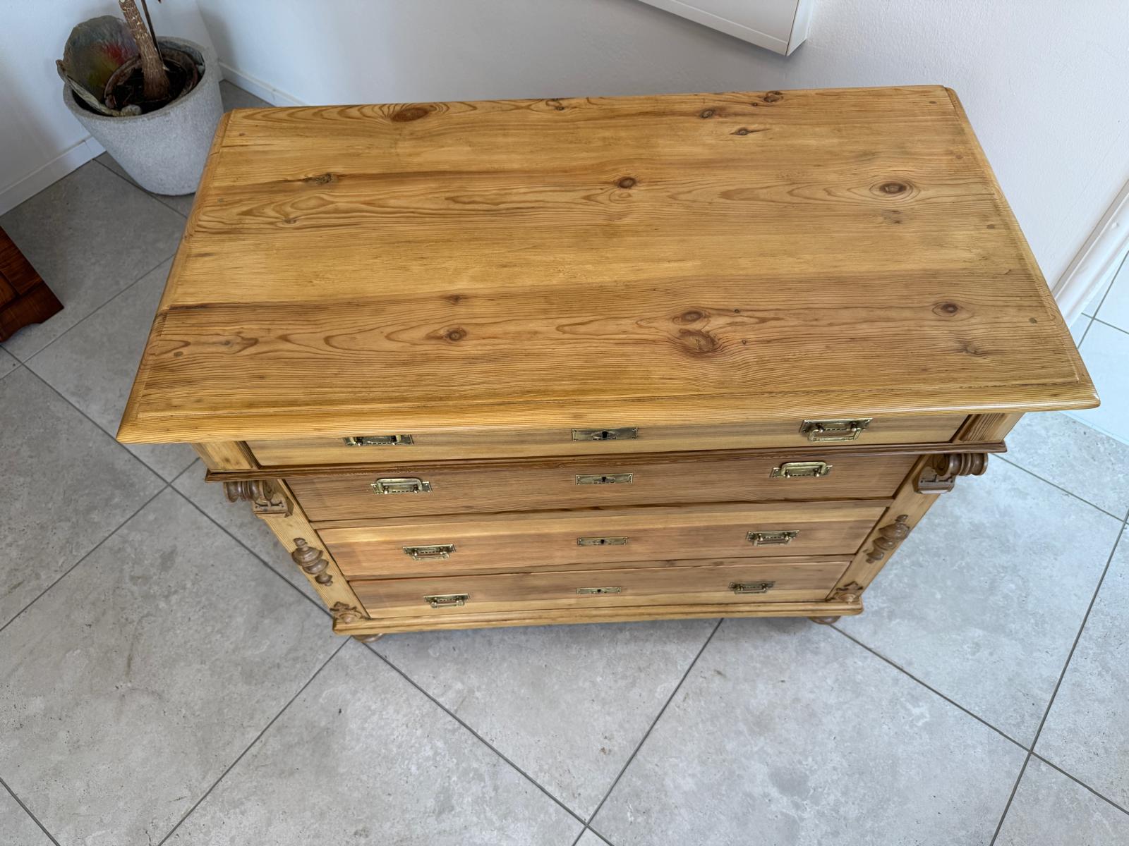 Restaurierte Gründerzeit Kommode 4 Laden Fichtenholz Bauernmöbel G1842