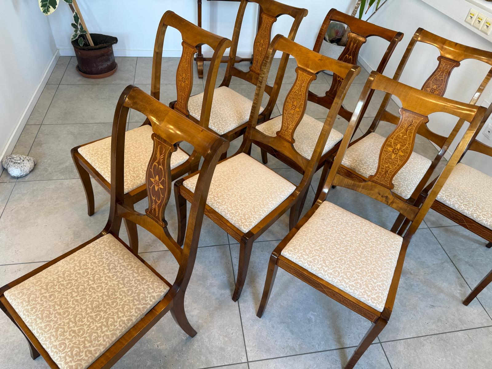 Ensemble von 8 Sessel Barockstil Intarsien Prachtexemplar D1239