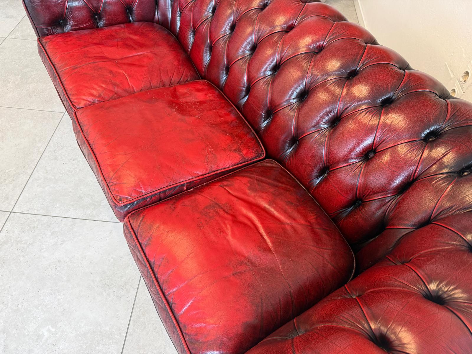 Chesterfield 3er Clubsofa Diwan Couch Oxblood Kultmöbel D2304
