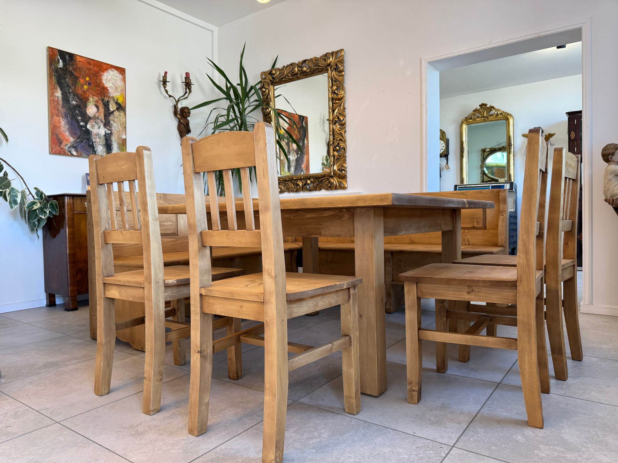 Bauernstube Eckbankgruppe Bauerntisch 4 Sessel Fichtenholz D2329