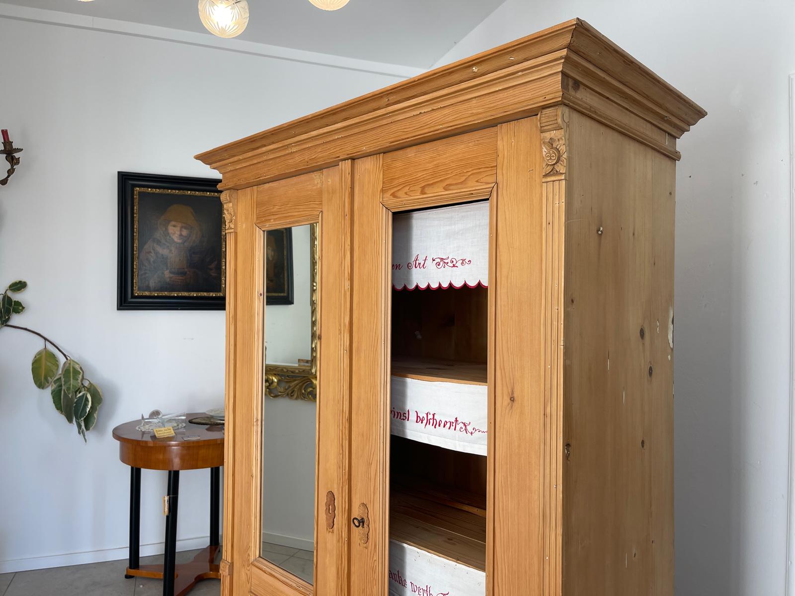 Bäuerliche Vitrine Bauernvitrine Bauernschrank Naturholz Bücherschrank G1282