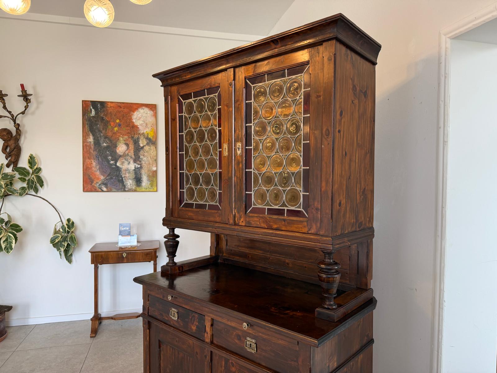 Originale Bäuerlicher Zirbenholz Küchenschrank Küchenkredenz D1257