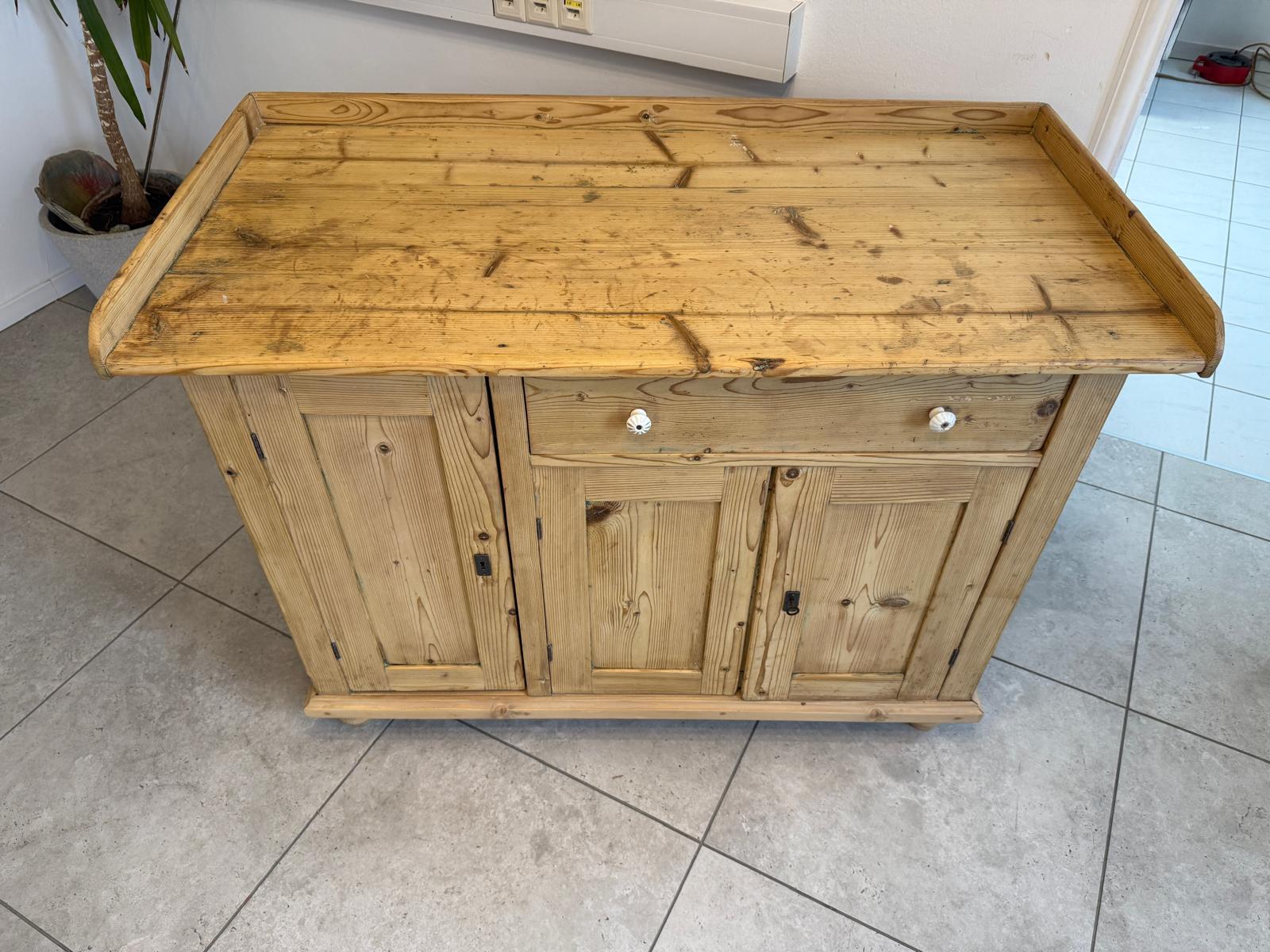 Bäuerliche Wickelanrichte Kommode Naturholz Antik & Alt D1083